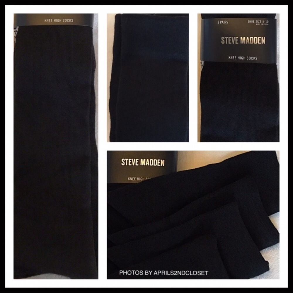 STEVE MADDEN 3 TALL BLACK BOOT SOCKS - Picture 4 of 8